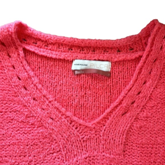Anthropologie Pilcro coral oversized v neck knitted sweater soft cosy vacation M - Picture 5 of 6